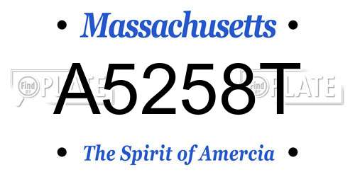A5258T Massachusetts License Plate