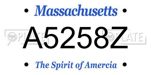 A5258Z Massachusetts License Plate