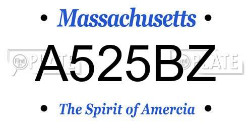 A525BZ Massachusetts License Plate