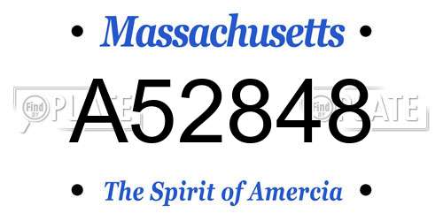 A52848 Massachusetts License Plate