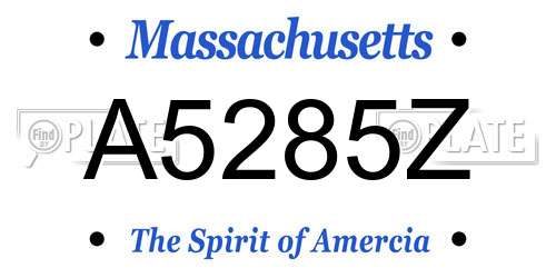 A5285Z Massachusetts License Plate