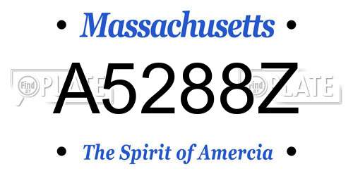 A5288Z Massachusetts License Plate