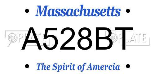A528BT Massachusetts License Plate