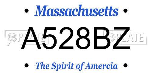 A528BZ Massachusetts License Plate