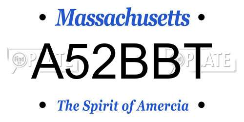 A52BBT Massachusetts License Plate