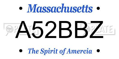 A52BBZ Massachusetts License Plate