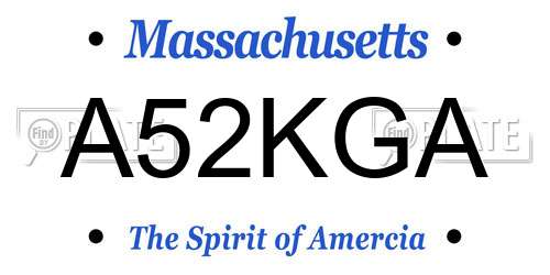 A52KGA Massachusetts License Plate