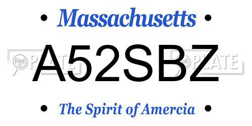 A52SBZ Massachusetts License Plate