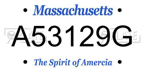 A53129G Massachusetts License Plate