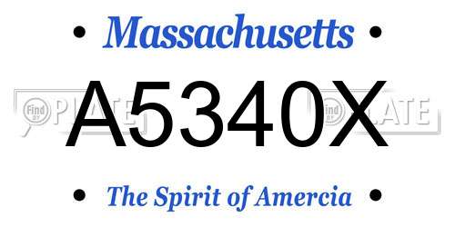 A5340X Massachusetts License Plate