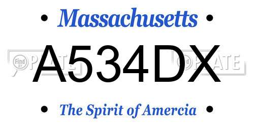 A534DX Massachusetts License Plate