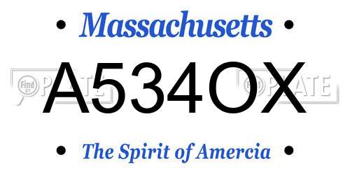 A534OX Massachusetts License Plate