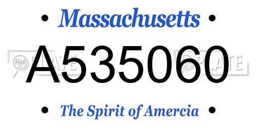 A535060 Massachusetts License Plate