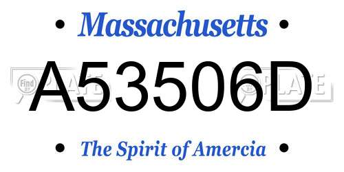 A53506D Massachusetts License Plate