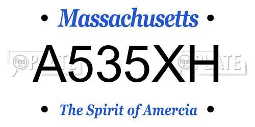 A535XH Massachusetts License Plate