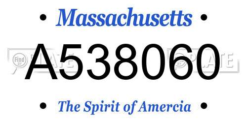 A538060 Massachusetts License Plate