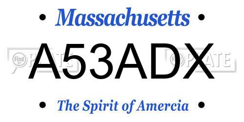 A53ADX Massachusetts License Plate