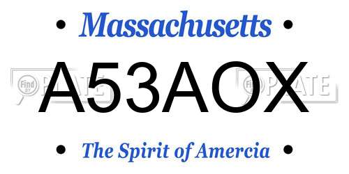 A53AOX Massachusetts License Plate