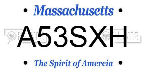 A53SXH Massachusetts License Plate