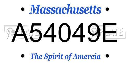 A54049E Massachusetts License Plate