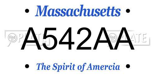A542AA Massachusetts License Plate