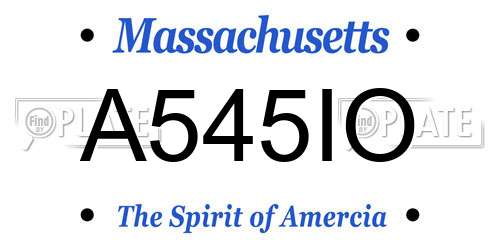 A545IO Massachusetts License Plate