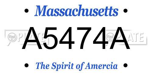 A5474A Massachusetts License Plate