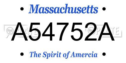 A54752A Massachusetts License Plate