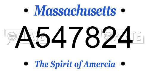 A547824 Massachusetts License Plate