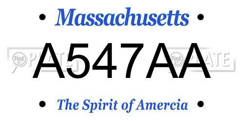 A547AA Massachusetts License Plate