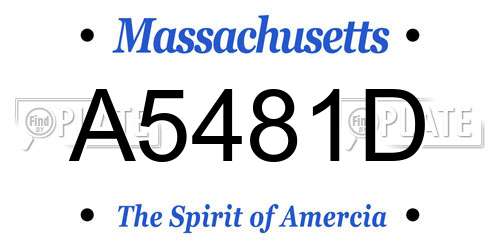 A5481D Massachusetts License Plate