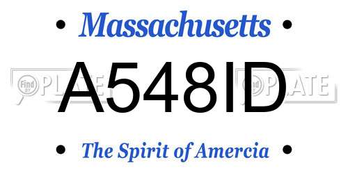 A548ID Massachusetts License Plate