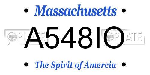 A548IO Massachusetts License Plate