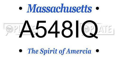 A548IQ Massachusetts License Plate