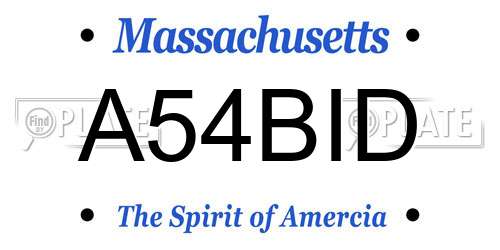 A54BID Massachusetts License Plate