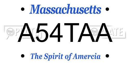 A54TAA Massachusetts License Plate