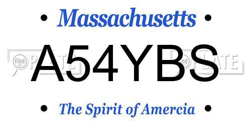 A54YBS Massachusetts License Plate