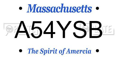 A54YSB Massachusetts License Plate