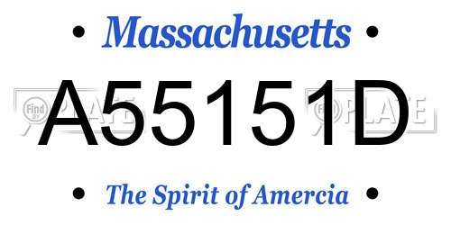 A55151D Massachusetts License Plate