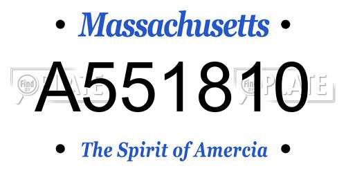 A551810 Massachusetts License Plate