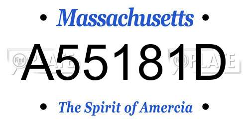 A55181D Massachusetts License Plate