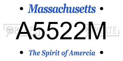 A5522M Massachusetts License Plate