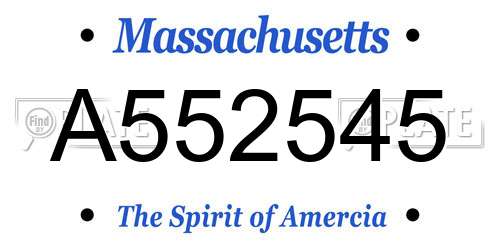 A552545 Massachusetts License Plate