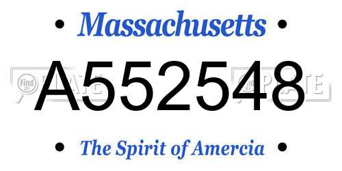 A552548 Massachusetts License Plate