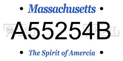 A55254B Massachusetts License Plate