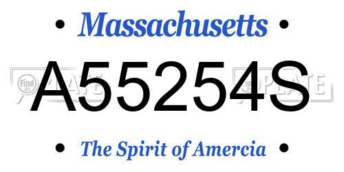 A55254S Massachusetts License Plate