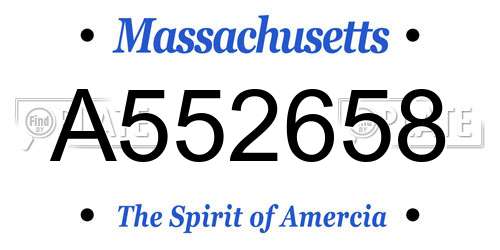 A552658 Massachusetts License Plate