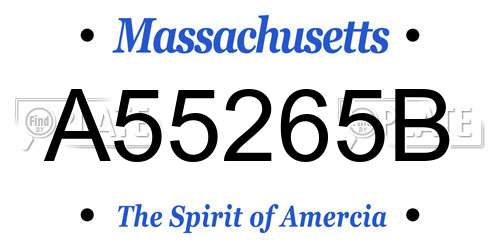 A55265B Massachusetts License Plate
