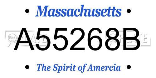 A55268B Massachusetts License Plate