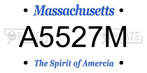 A5527M Massachusetts License Plate
